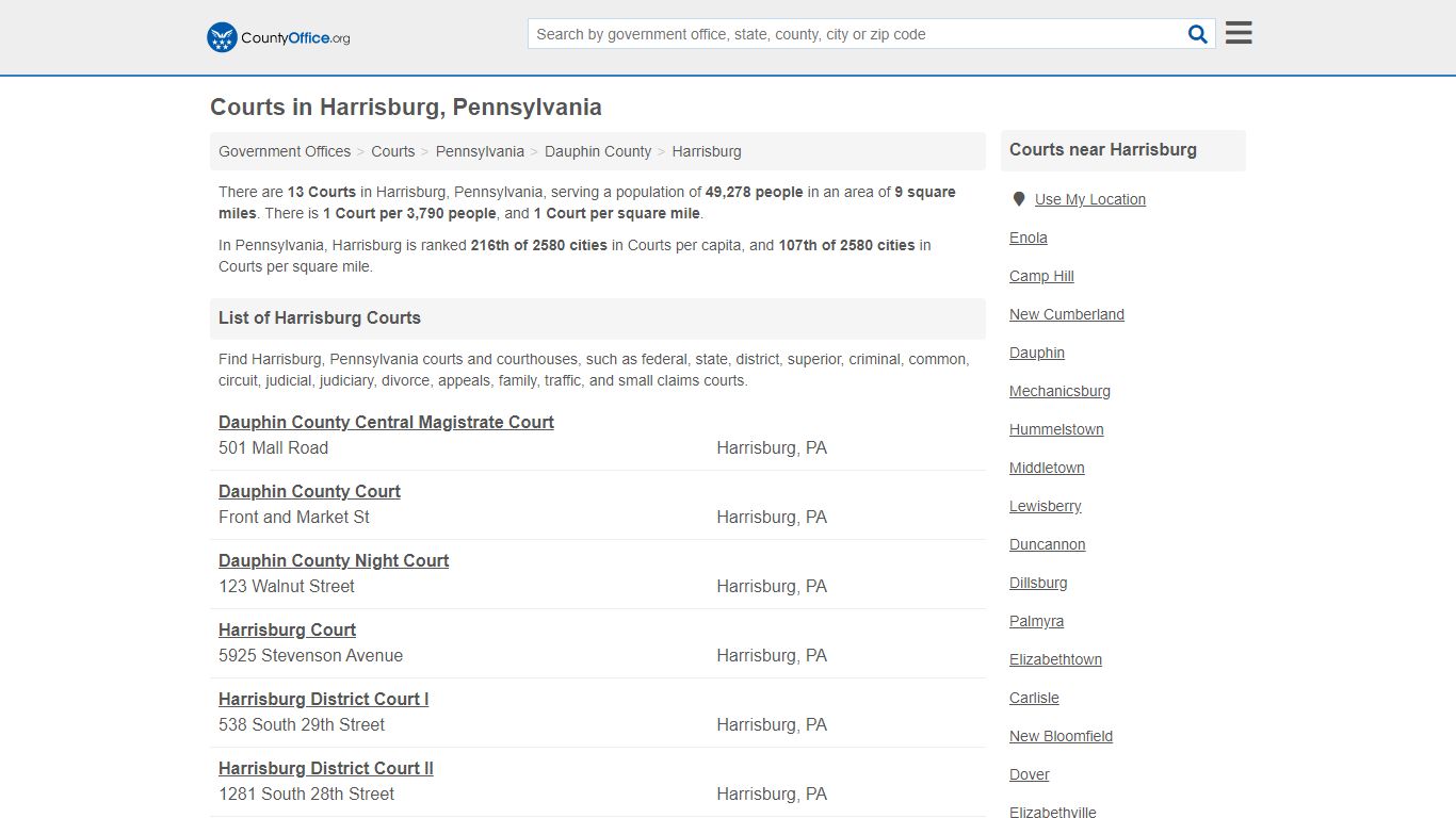 Courts - Harrisburg, PA (Court Records & Calendars) - County Office