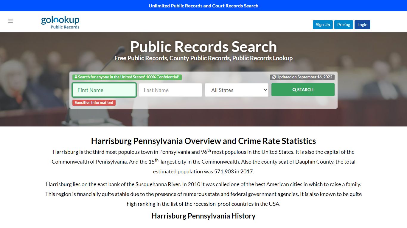 Harrisburg Public Records, Harrisburg Court Records - GoLookUp