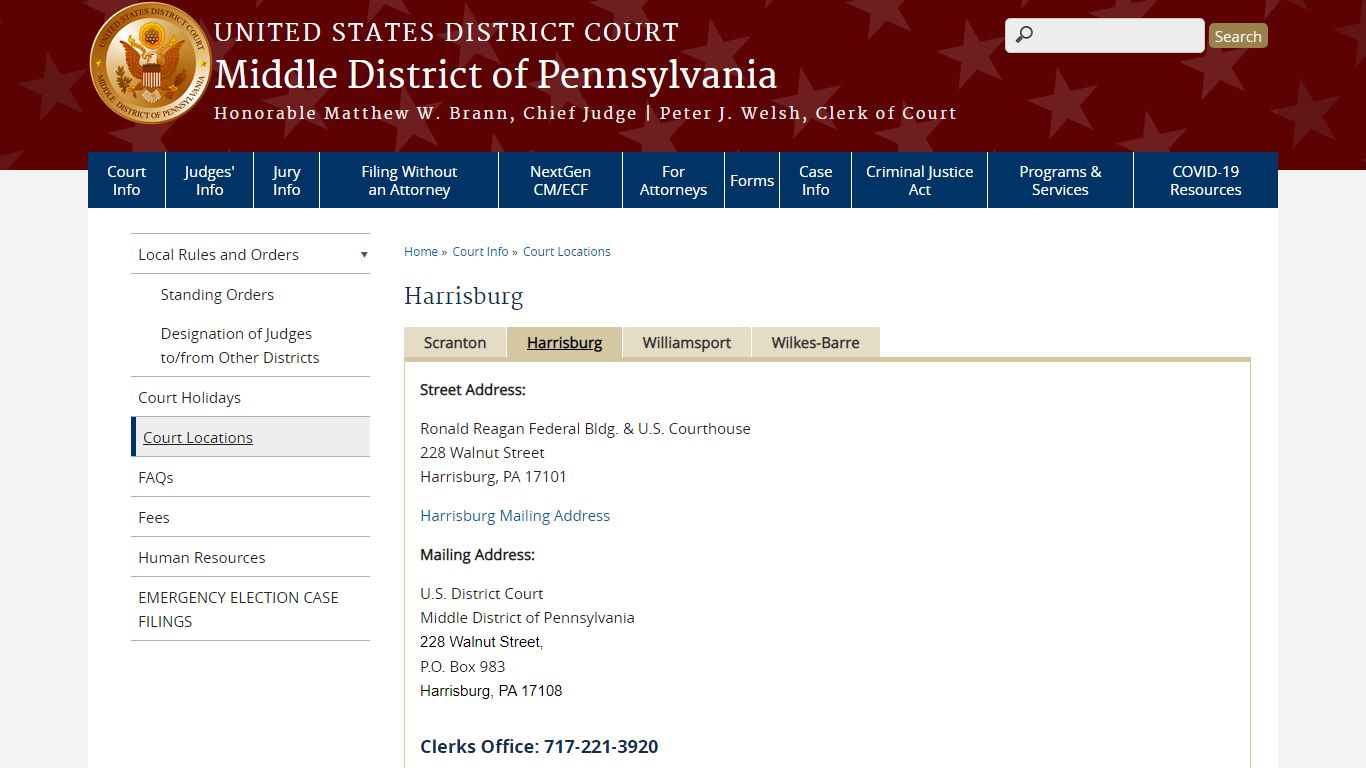 Harrisburg | Middle District of Pennsylvania | United States District Court