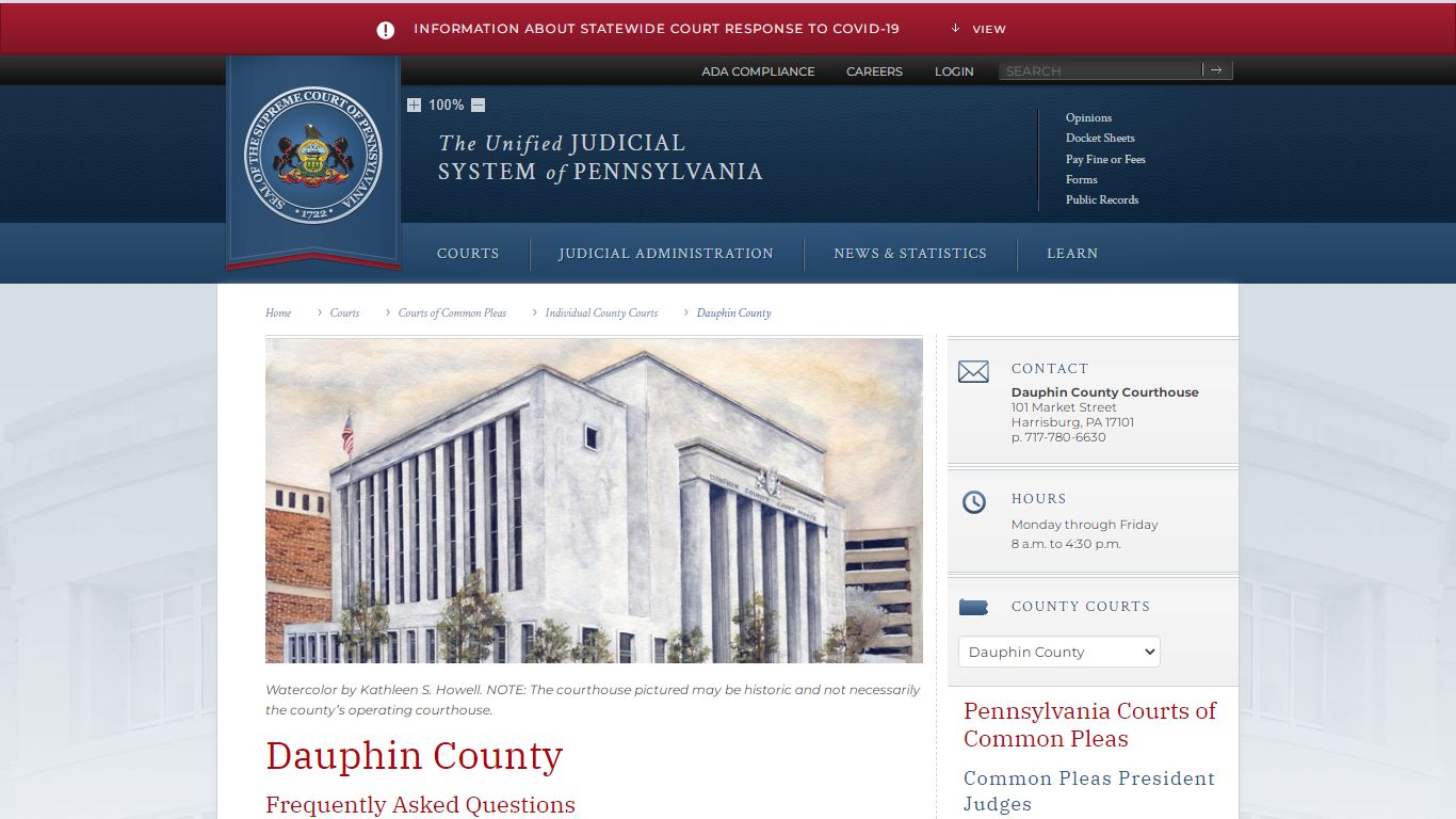 Dauphin County | Individual County Courts | Courts of Common Pleas ...